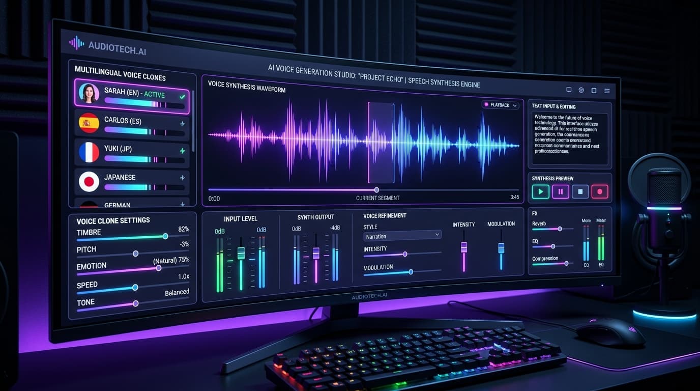 ElevenLabs AI speech synthesis studio and conversational voice agents control panel